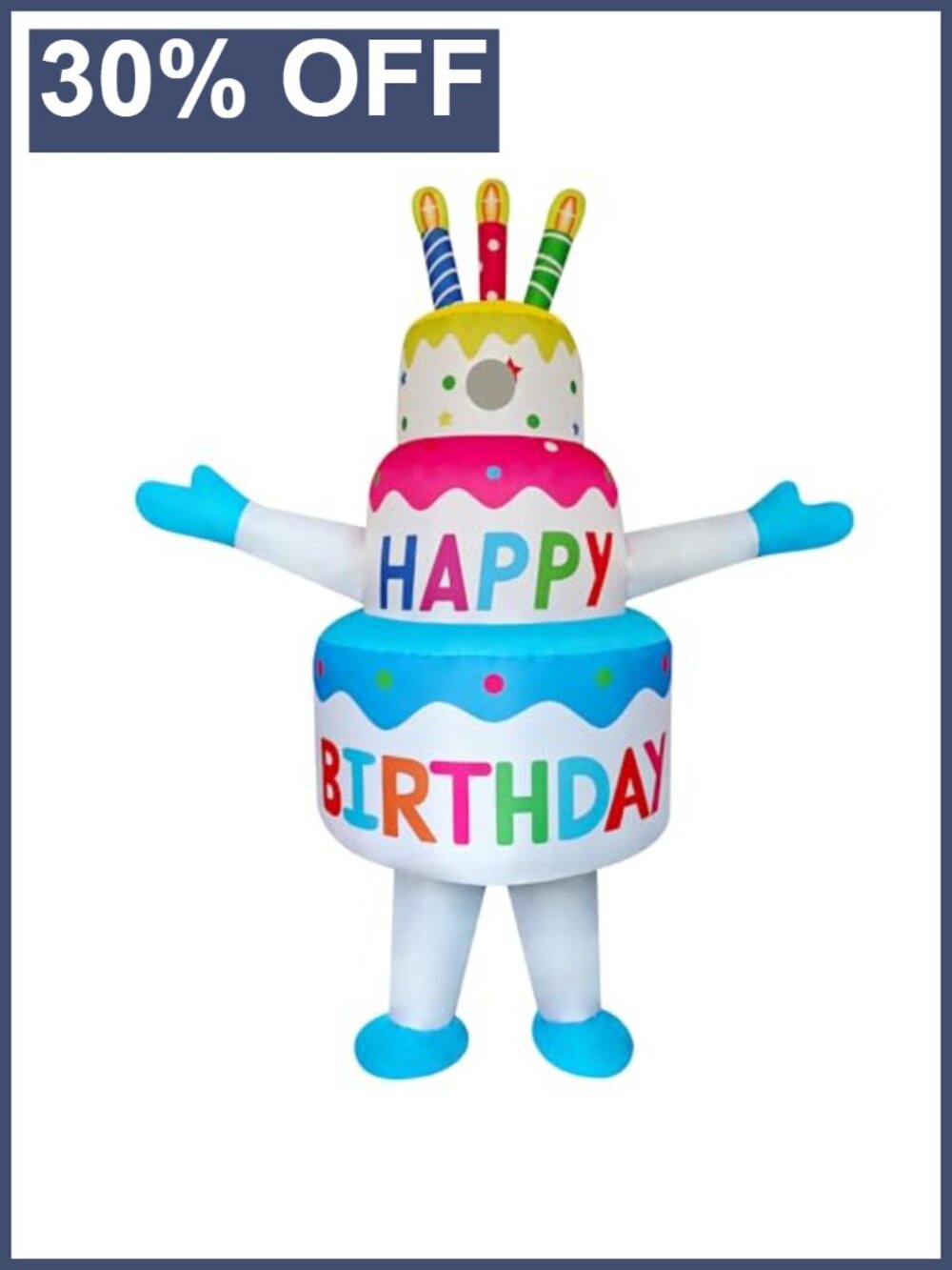 Inflatable Birthday Cake Costume Adult 100% Polyester Blow-Up Suit Cosplay